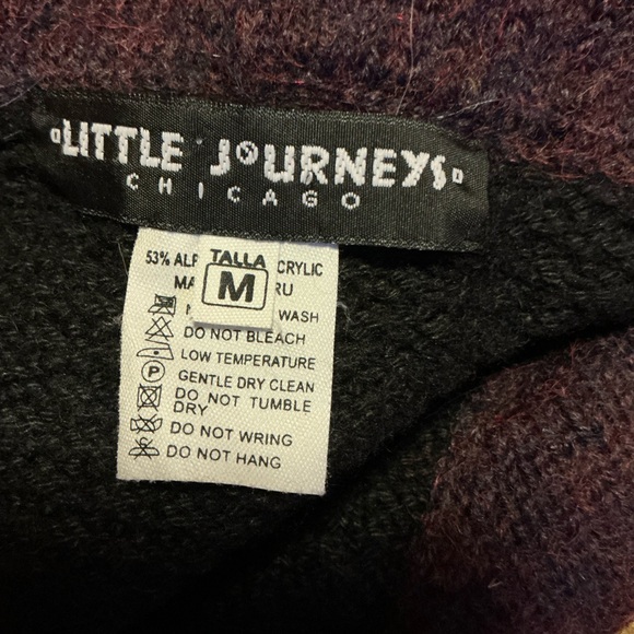 Little Journeys Boho Knit Sweater Tassel Neck Black Burgundy Pullover - Picture 2 of 10